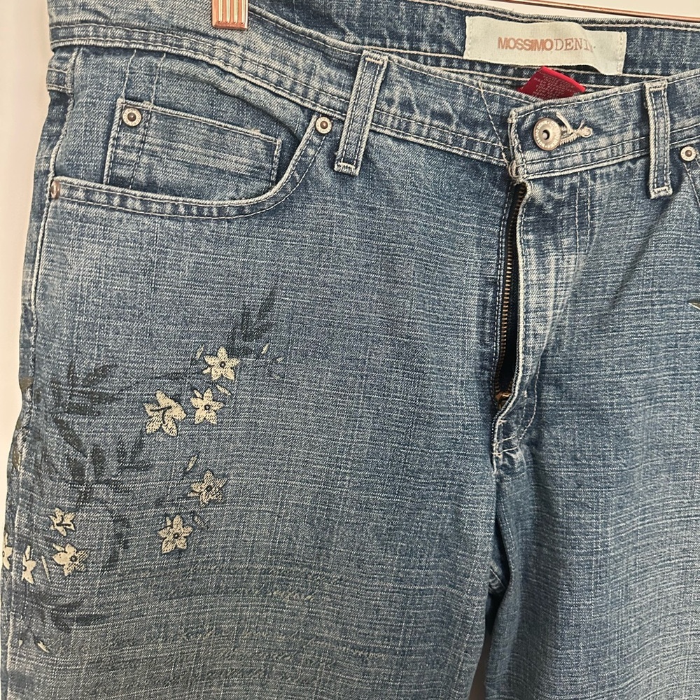 Mossimo Supply Co. Blue Floral Flare Jeans - Picture 2 of 6